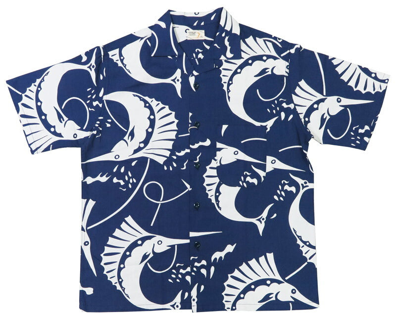 John Gluckow ジョングラッコー Kurzarm Baumwolle Offener Kragen Hemd Sailfish JG-18 【 】