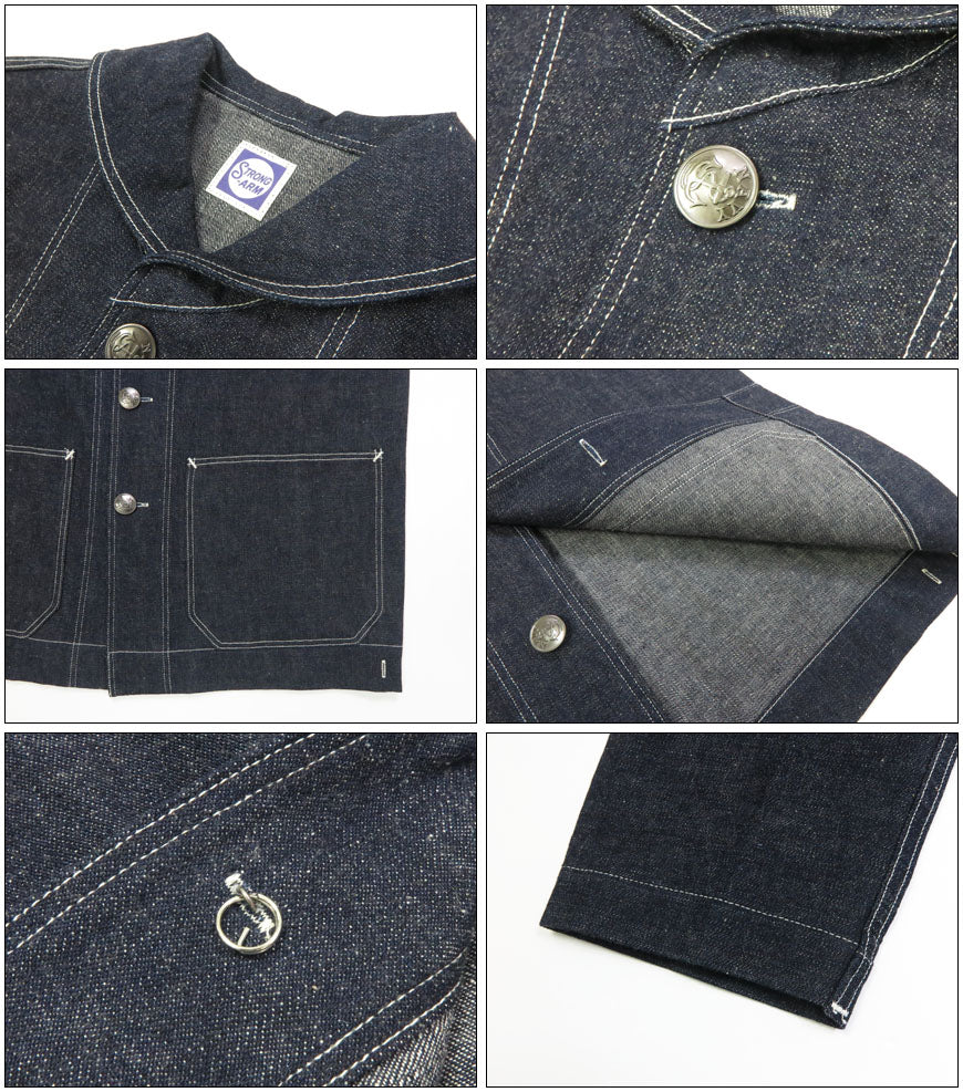 John Gluckow ジョングラッコー by WAREHOUSE ウエアハウス Lot JG-27 เสื้อเบลาส์นักเดินเรือยุค 1920 เดนิม คัฟเวอร์ออลสีพื้น อินดิโก้