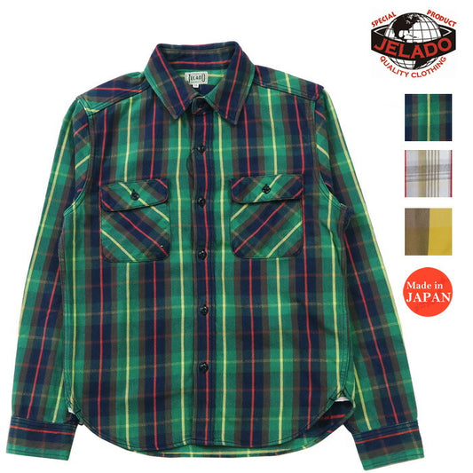 JELADO 젤라도 긴팔 플란넬 셔츠 숏 기장 사이즈 S~XL Unionworkers Shirt Short 체크 패턴 JP02125