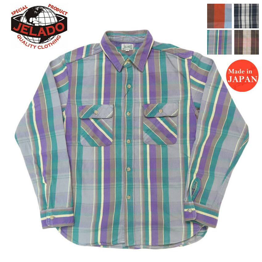 JELADO ジェラード 長袖 フランネル シャツ レギュラー丈  Unionworkers Shirt Regular チェック柄 JP12108 【2025年秋冬新作】