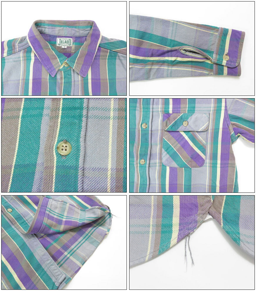 JELADO ジェラード 長袖 フランネル シャツ レギュラー丈  Unionworkers Shirt Regular チェック柄 JP12108