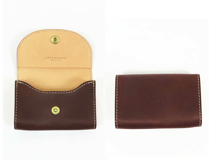 ART BROWN アートブラウン Italienisches Vacchetta-Leder Druckknopf Visitenkartenetui Kartenetui Rindsleder LGF00006AB【2026年春夏新作】