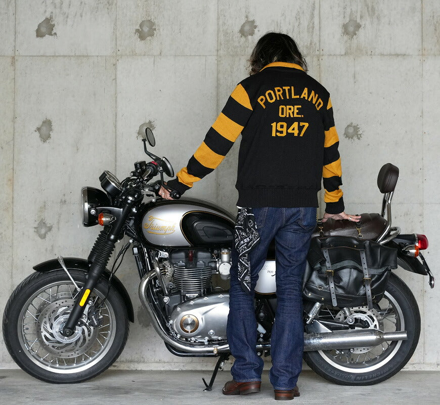 ラングリッツレザーズLanglitzLeathersディーエンDehenモーターサイクルセーターハーフジップウールMCSWEATER長袖フェルトワッペン