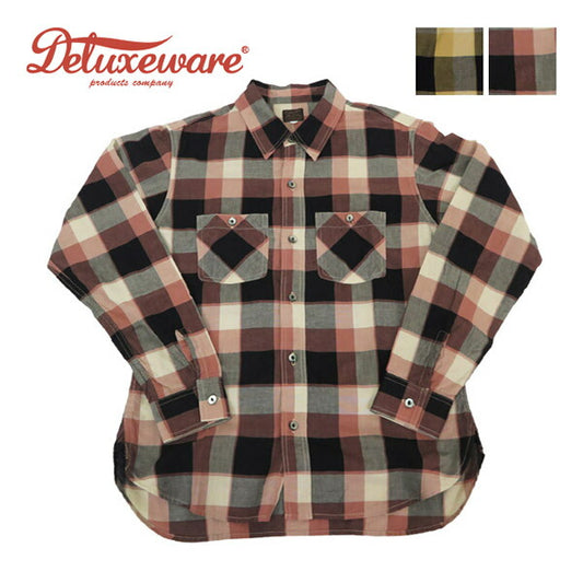 Deluxeware LV-31 Motif à carreaux années 50 Matière adaptée à l'été Chemise à manches longues 1C0224