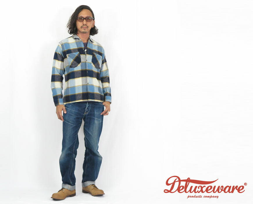デラックスウェア DELUXEWARE เสื้อเชิ้ตแขนยาวผ้าขนสัตว์ "THROUGH WOOL SHIRT" MVB-14
