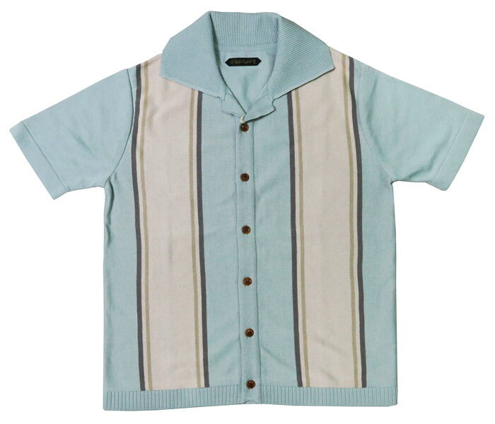 ORGUEIL オルゲイユ Baumwoll-Leinen Streifen Strickhemd Kurzarm OR-9103