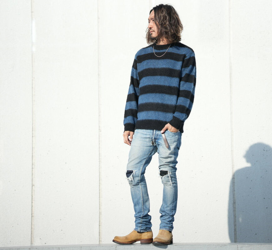 JELADO ジェラード Rundhals Streifen Mohair Pullover Lithium Mohair RG13839