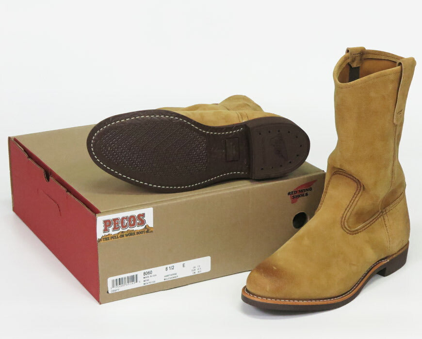 REDWING レッドウィング Sepatu Bot Kerja Kulit PECOS 11" PECOS Hawthorne Muleskinner Roughout NO.8060