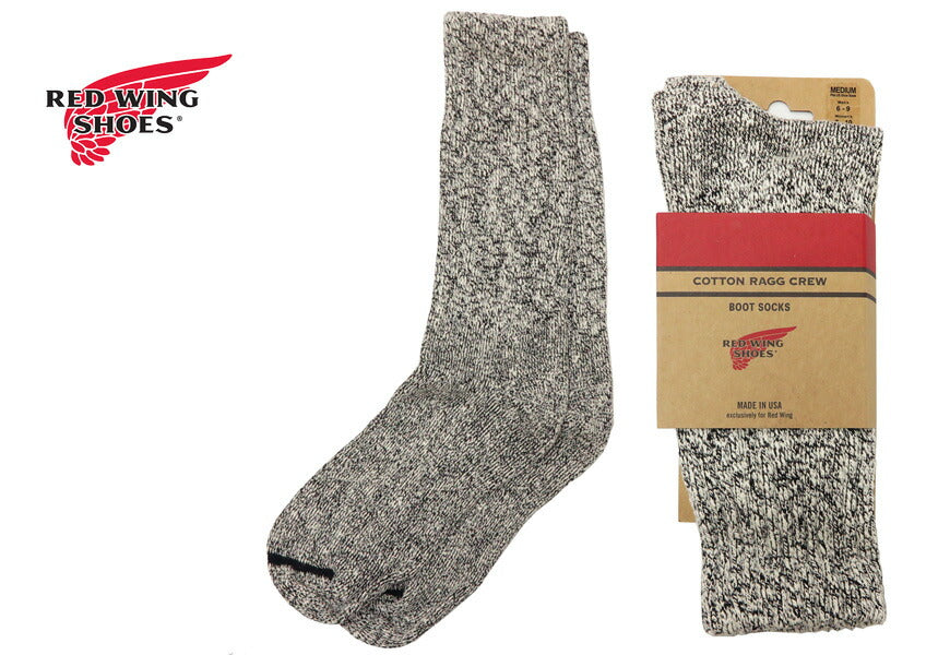 REDWING Red Wing Baumwoll-Rag Crew-Socken Schwarz Stiefelsocken STYLE NO.97644 【Frühjahr/Sommer 2026 Neuheit】