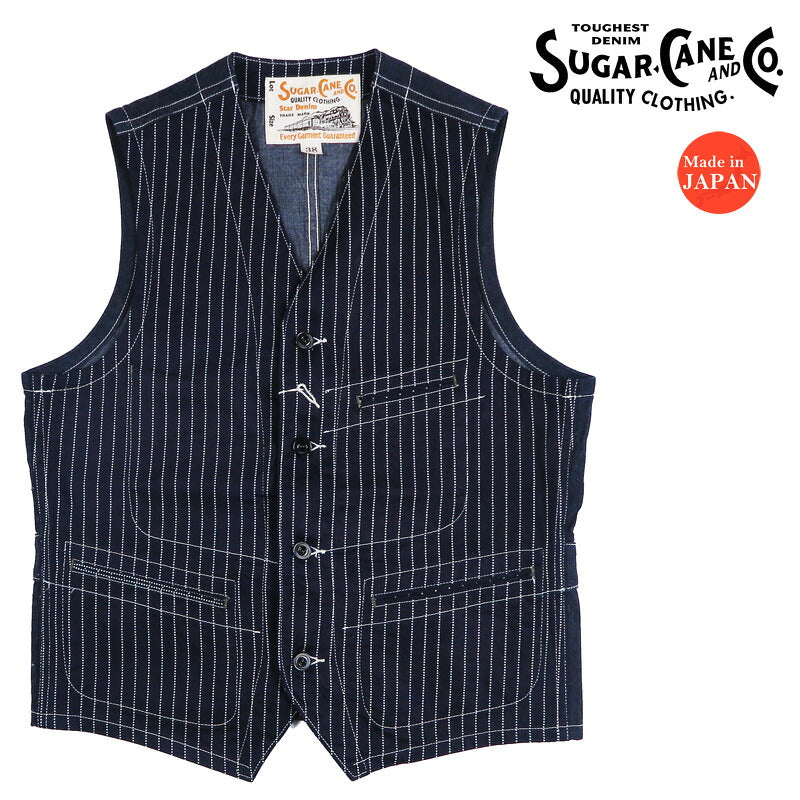 シュガーケーン SUGAR CANE 9oz ウォバッシュ ストライプ ワーク ベスト SC12654 【2026年秋冬新作】