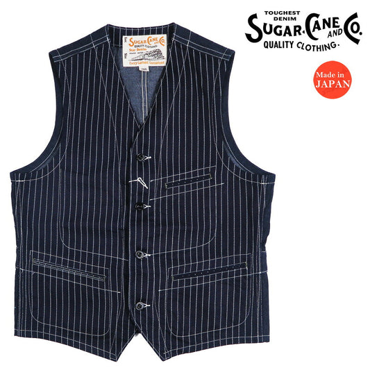 Sugar Cane 9oz Wabash Stripe Work Vest SC12654 [Fall/Winter 2026 New Arrival]