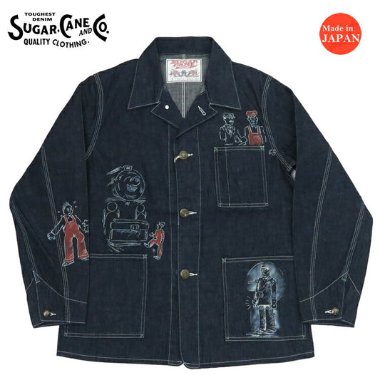 น้ำตาลอ้อย SUGAR CANE กางเกงแจ็คเก็ตเดนิม 11oz แบบงานหนัก คาร์ตูน พ่นสี FICTION ROMANCE SC15505