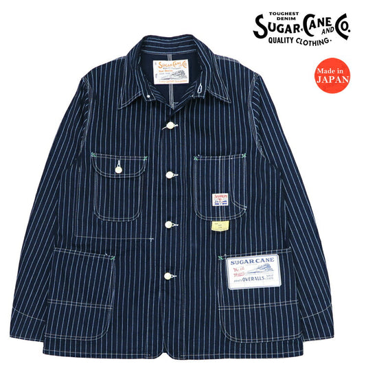 SUGAR CANE 슈가케인 9oz 워배시 스트라이프 워크 코트 커버올 SC15658