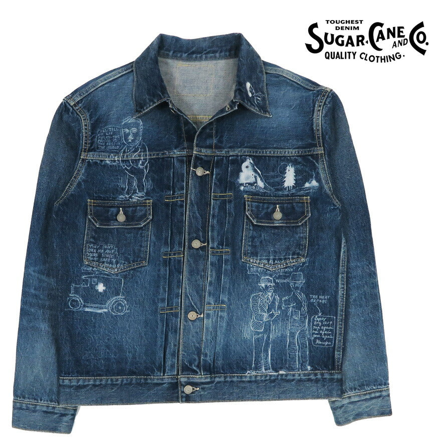 SUGAR CANE シュガーケーン 14.25oz デニム ジャケット セカンドタイプ 2nd CARTOON PAINT カートゥーンペイント DENIM JACKET 1953 ジージャン Gジャン SC15716