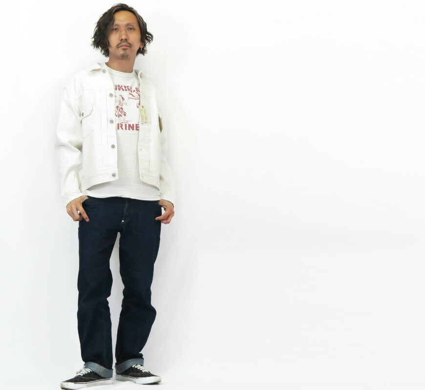 SUGAR CANE シュガーケーン แจ็กเก็ตยีนส์ผ้าดิบ 13oz สีขาว ซักล้างแบบวันวอช รุ่นปี 1953 2nd(เซคอนด์) จีแจ็กเก็ต SC15720