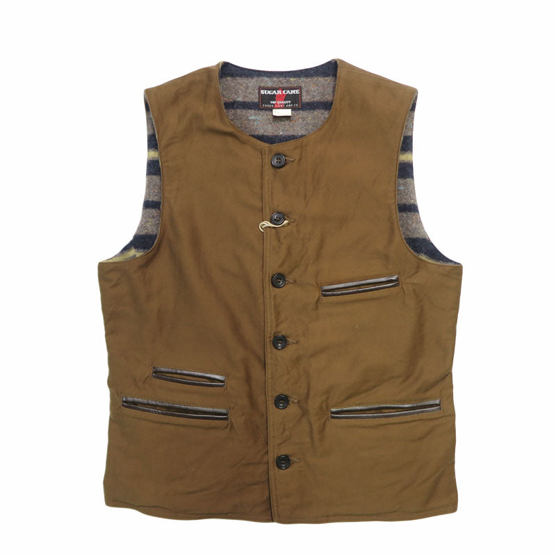 ชูการ์เคน SUGAR CANE เสื้อกั๊กผ้าขนสัตว์ MOLESKIN VEST FICTION ROMANCE 9.5oz SC15832