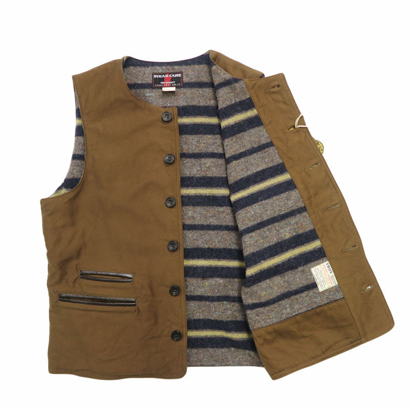 ชูการ์เคน SUGAR CANE เสื้อกั๊กผ้าขนสัตว์ MOLESKIN VEST FICTION ROMANCE 9.5oz SC15832