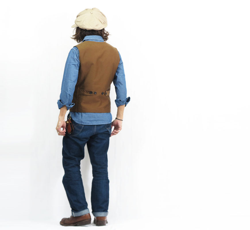 ชูการ์เคน SUGAR CANE เสื้อกั๊กผ้าขนสัตว์ MOLESKIN VEST FICTION ROMANCE 9.5oz SC15832