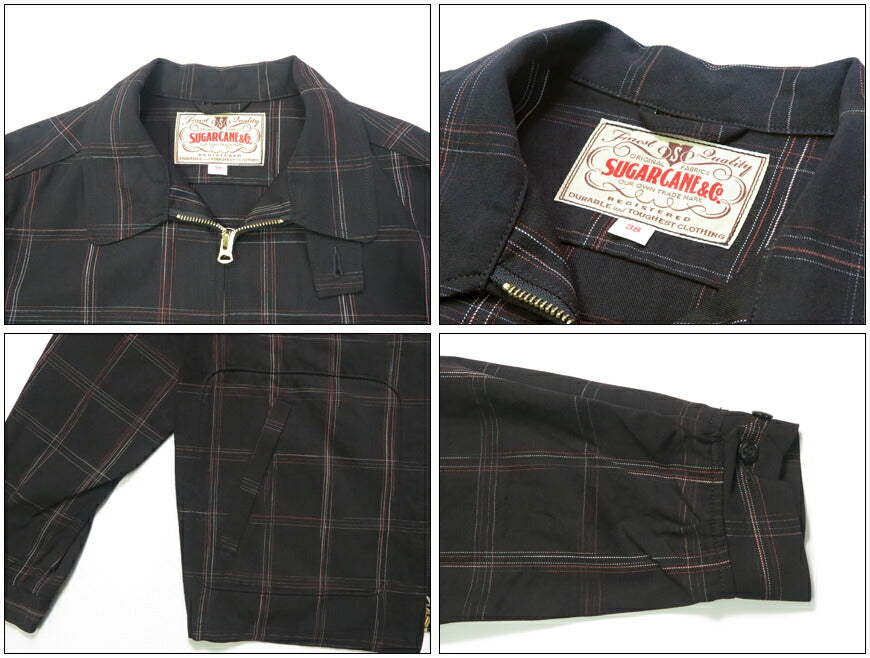 シュガーケーン SUGAR CANE 長袖 コットン/レーヨンスポーツ ジャケット RAYON COTTON GABARDINE CHECK SPORTS JACKET SC15842