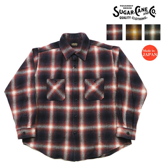 ชูการ์เคน SUGARCANE เสื้อทำงานแขนยาว ผ้าฟลานเนลหนา ลายตาราง Ombre SC29203