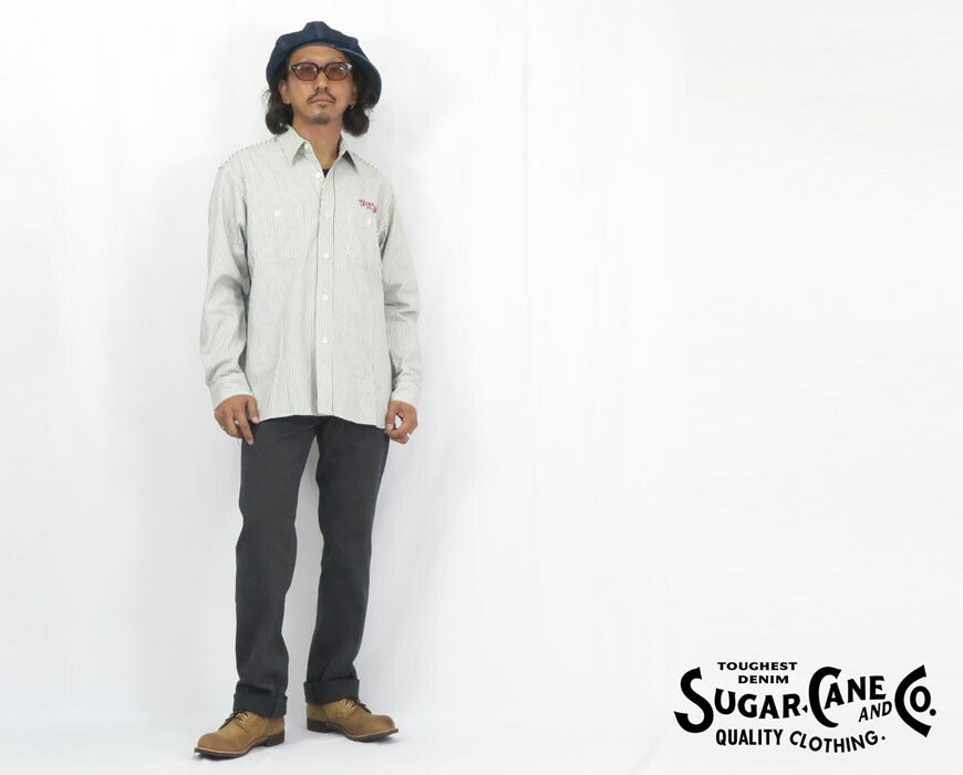 シュガーケーン SUGARCANE 長袖 ヒッコリー ストライプ ワークシャツ SC29376