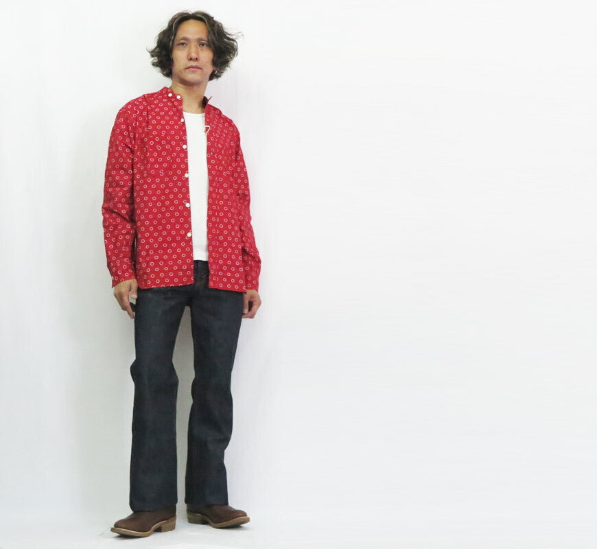 シュガーケーン SUGAR CANE MFSC NOS レッドキャリコ 抜染プリント 長袖 シャツ HOMESTEADER Mister Freedom ミスターフリーダム SC29469
