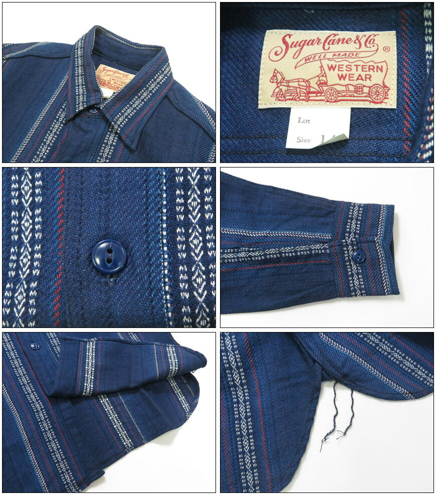 シュガーケーン SUGAR CANE 長袖 ネイティブアメリカン ワーク シャツ NATIVE AMERICAN INDIGO DOBBY WORK SHIRT SC29579