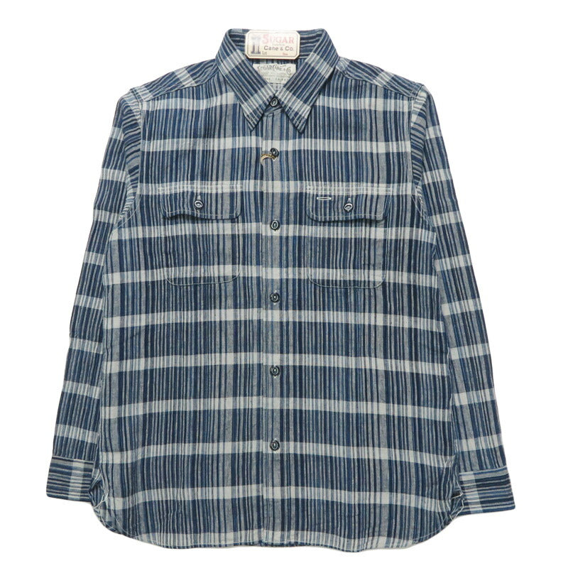 シュガーケーン SUGAR CANE インディゴチェックワークシャツ 長袖 FICTION ROMANCE 5oz. INDIGO CHECK WORK SHIRT SC29591