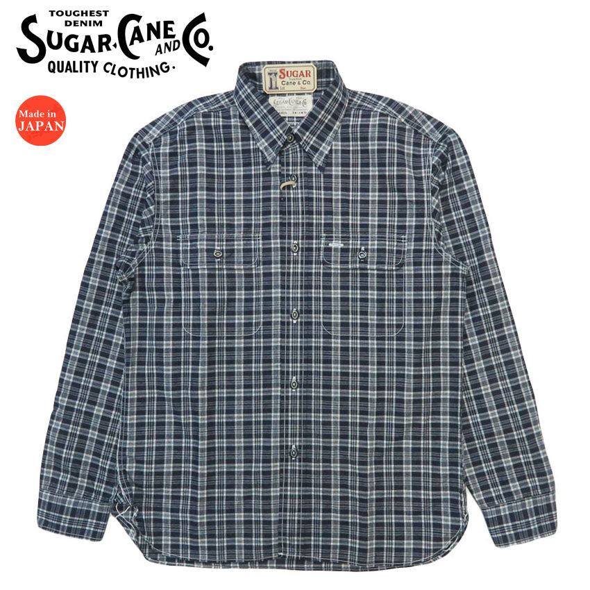 シュガーケーン SUGAR CANE 長袖 インディゴチェック ワークシャツ FICTION ROMANCE 4oz. INDIGO CHECK WORK SHIRT  SC29672 【2026年春夏新作】