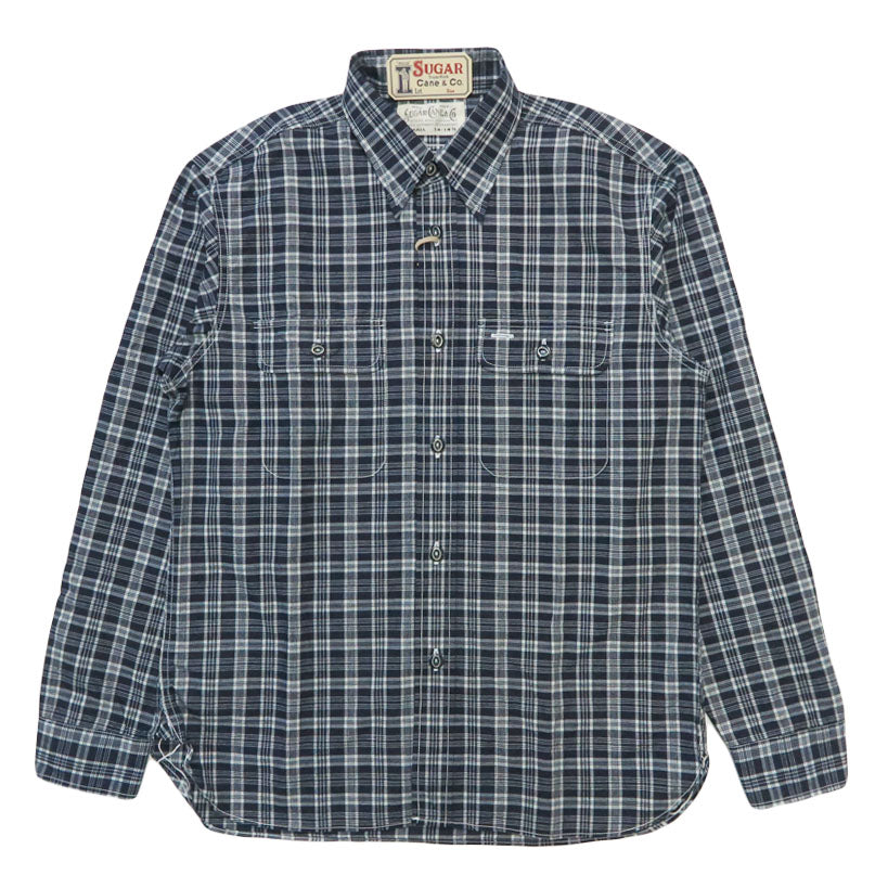 シュガーケーン SUGAR CANE 長袖 インディゴチェック ワークシャツ FICTION ROMANCE 4oz. INDIGO CHECK WORK SHIRT  SC29672 【2026年春夏新作】