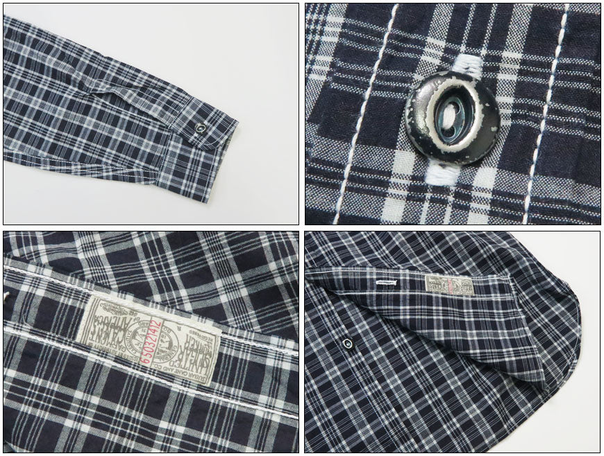 シュガーケーン SUGAR CANE 長袖 インディゴチェック ワークシャツ FICTION ROMANCE 4oz. INDIGO CHECK WORK SHIRT  SC29672 【2026年春夏新作】