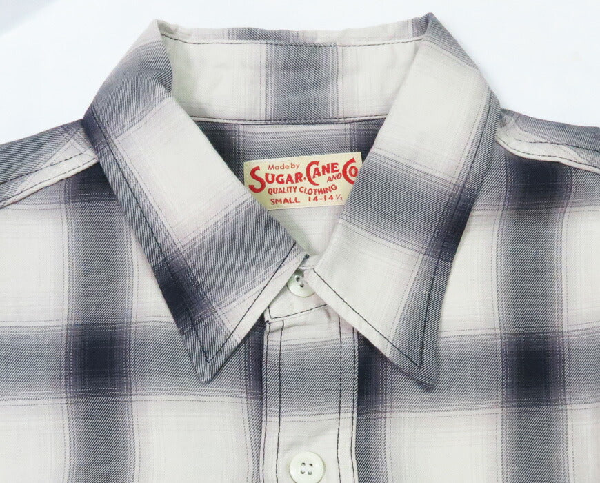 シュガーケーン SUGAR CANE 半袖 オンブレーチェック ワークシャツ SC39519