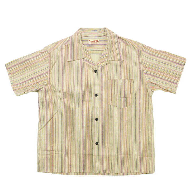 シュガーケーン SUGAR CANE  半袖 マルチストライプ オープンカラーシャツ MULTI STRIPE OPEN SHIRT SC39520
