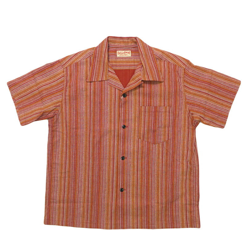 シュガーケーン SUGAR CANE  半袖 マルチストライプ オープンカラーシャツ MULTI STRIPE OPEN SHIRT SC39520