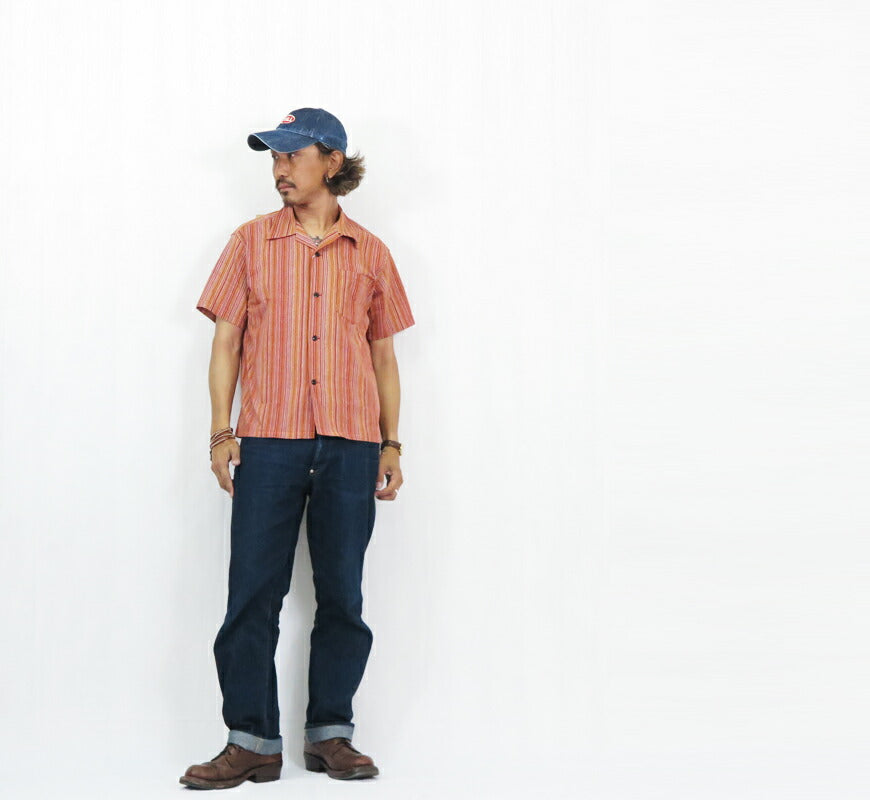 シュガーケーン SUGAR CANE  半袖 マルチストライプ オープンカラーシャツ MULTI STRIPE OPEN SHIRT SC39520