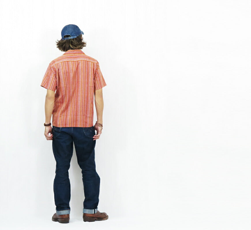 シュガーケーン SUGAR CANE  半袖 マルチストライプ オープンカラーシャツ MULTI STRIPE OPEN SHIRT SC39520