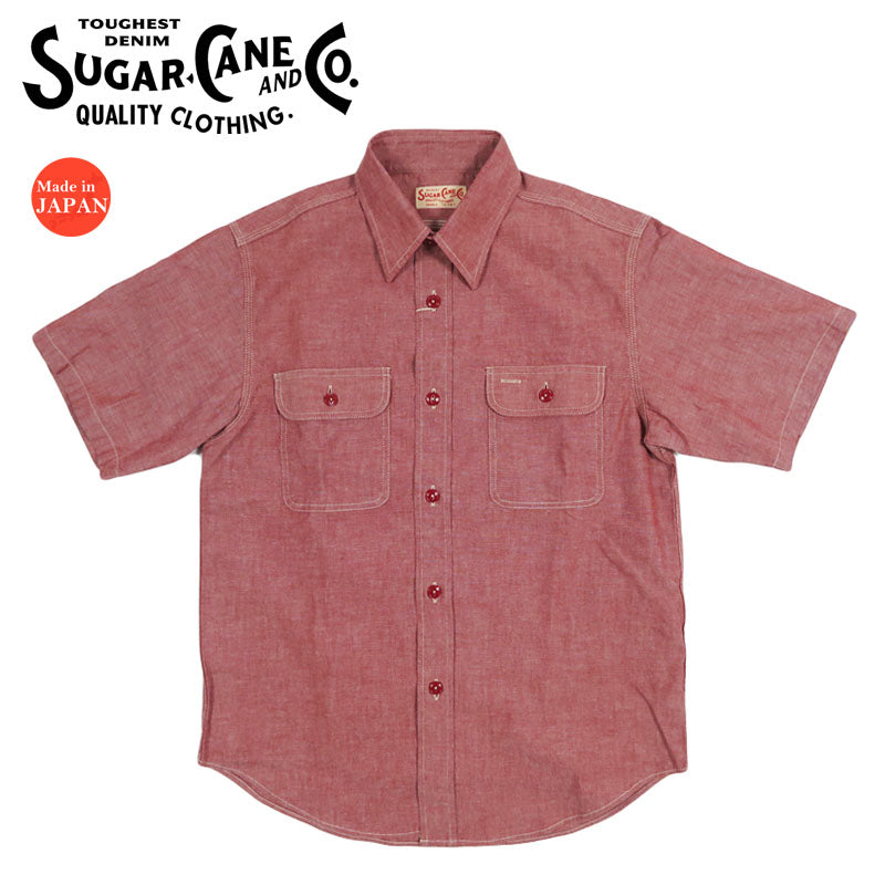 シュガーケーン SUGAR CANE 半袖 レッドシャンブレーシャツ ワークシャツ RED CHAMBRAY WORK SHIRT  SC39703 【2026年春夏新作】