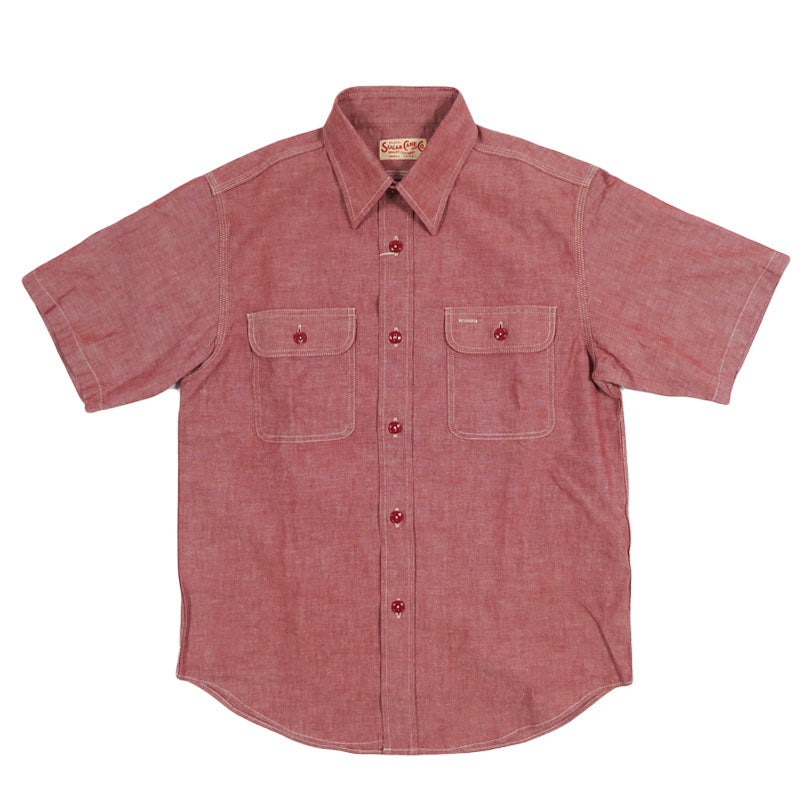 シュガーケーン SUGAR CANE 半袖 レッドシャンブレーシャツ ワークシャツ RED CHAMBRAY WORK SHIRT  SC39703 【2026年春夏新作】
