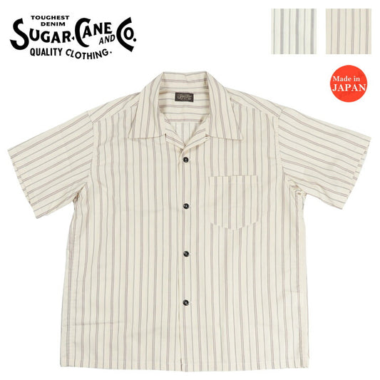 シュガーケーン SUGAR CANE ドビーストライプ 半袖 オープンカラー シャツ SC39725 【2026年春夏新作】