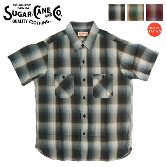 シュガーケーン SUGAR CANE レーヨンツイルチェック 半袖 ワークシャツ SC39726 【2026年春夏新作】