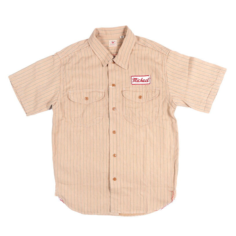 シュガーケーン SUGAR CANE コークストライプ 半袖 ワーク シャツ チェーンステッチ刺繍 COKE STRIPE WORK SHIRT with CHAIN EMBROIDERED SC39732【2026年春夏新作】