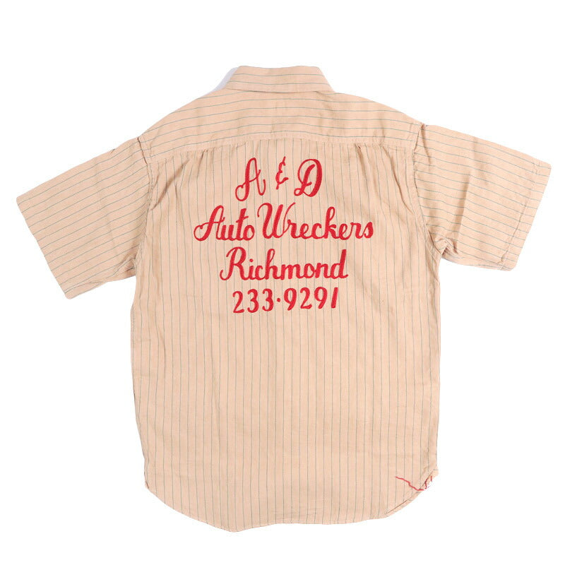 シュガーケーン SUGAR CANE コークストライプ 半袖 ワーク シャツ チェーンステッチ刺繍 COKE STRIPE WORK SHIRT with CHAIN EMBROIDERED SC39732【2026年春夏新作】
