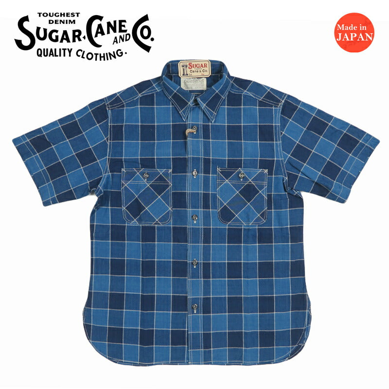 シュガーケーン SUGAR CANE 半袖 インディゴチェック ワークシャツ FICTION ROMANCE 5oz. SC39733【2026年春夏新作】
