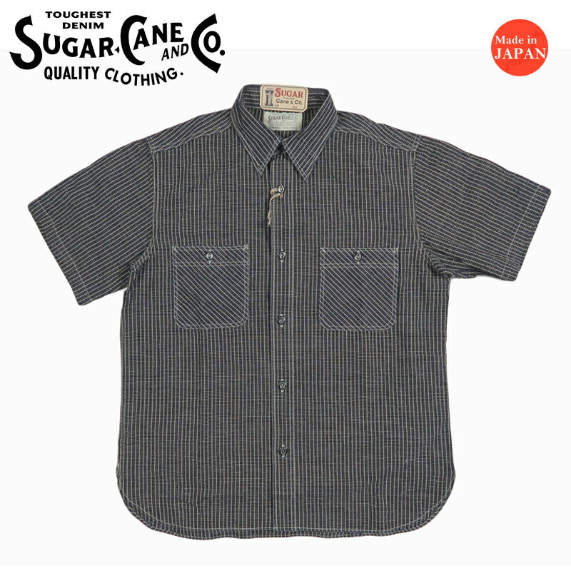 シュガーケーン SUGAR CANE 半袖 インディゴチェック ワークシャツ FICTION ROMANCE 5.25oz. SC39734【2026年春夏新作】