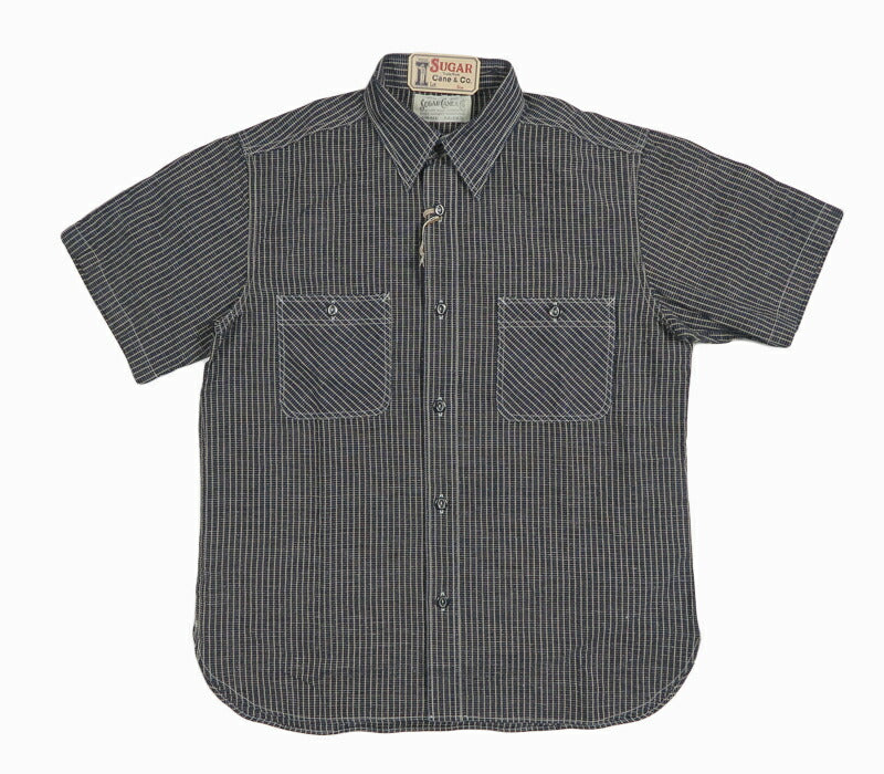 シュガーケーン SUGAR CANE 半袖 インディゴチェック ワークシャツ FICTION ROMANCE 5.25oz. SC39734【2026年春夏新作】