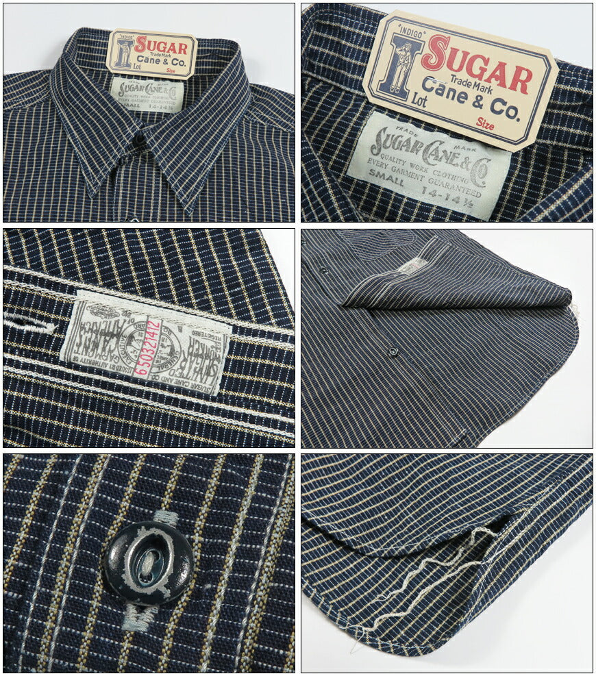 シュガーケーン SUGAR CANE 半袖 インディゴチェック ワークシャツ FICTION ROMANCE 5.25oz. SC39734【2026年春夏新作】