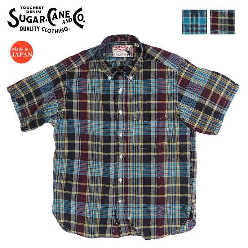 シュガーケーン SUGAR CANE 半袖 マドラスチェックボタンダウンシャツ MADRAS CHECK BUTTON DOWN SHIRT SC39738【2026年春夏新作】