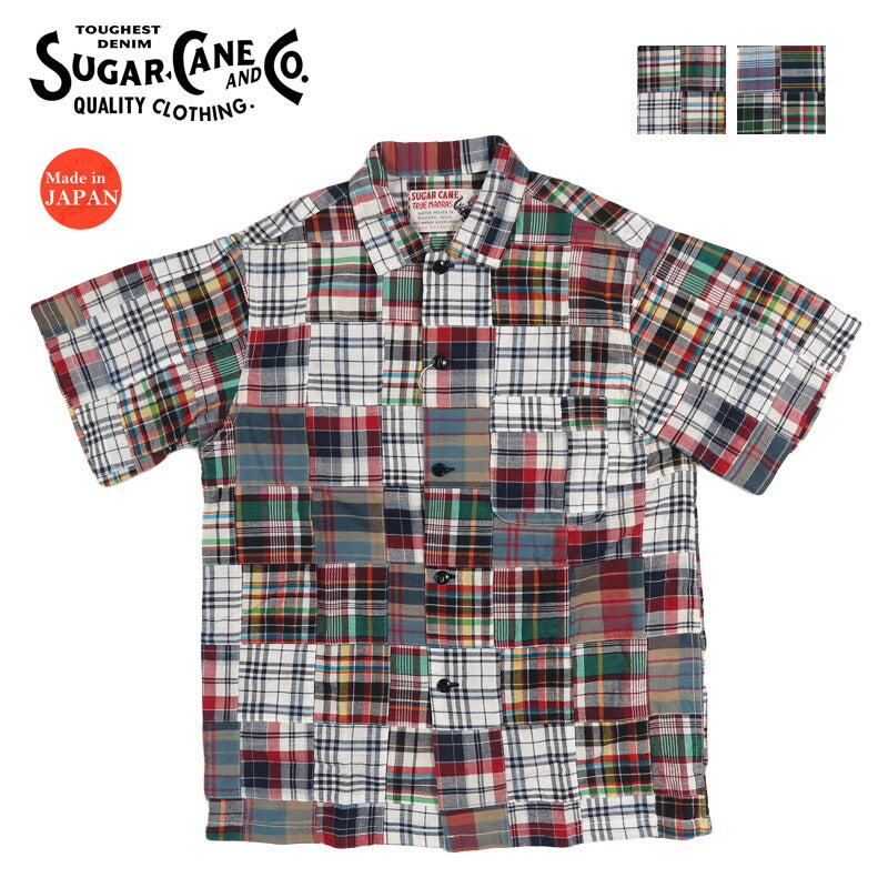シュガーケーン SUGAR CANE 半袖 マドラスチェックパッチワークオープンシャツ MADRAS CHECK PATCHWORK OPEN SHIRT SC39739【2026年春夏新作】