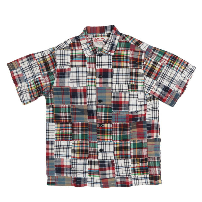 シュガーケーン SUGAR CANE 半袖 マドラスチェックパッチワークオープンシャツ MADRAS CHECK PATCHWORK OPEN SHIRT SC39739【2026年春夏新作】