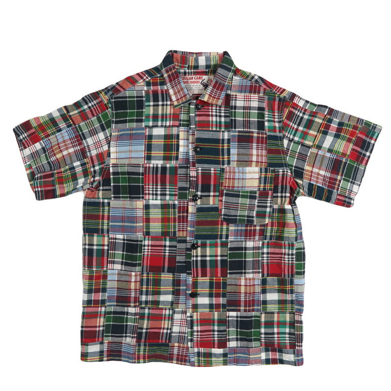 シュガーケーン SUGAR CANE 半袖 マドラスチェックパッチワークオープンシャツ MADRAS CHECK PATCHWORK OPEN SHIRT SC39739【2026年春夏新作】